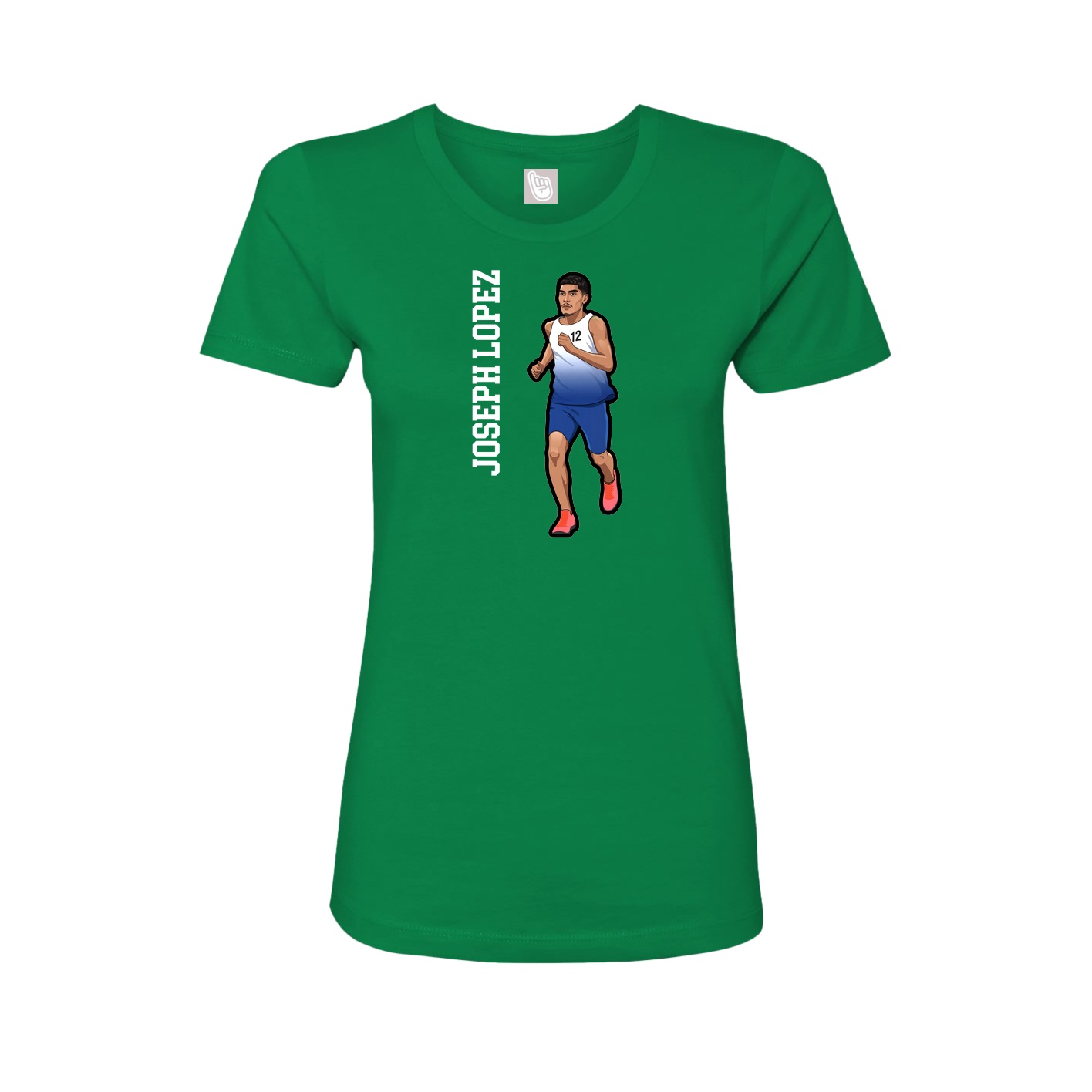 Fitted Women's Tee — Name Vertical in Green