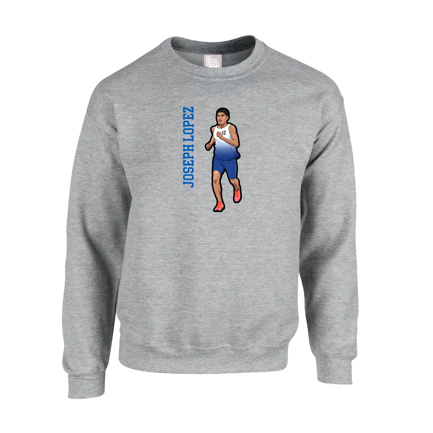 Fleece Crew — Name Vertical in Grey