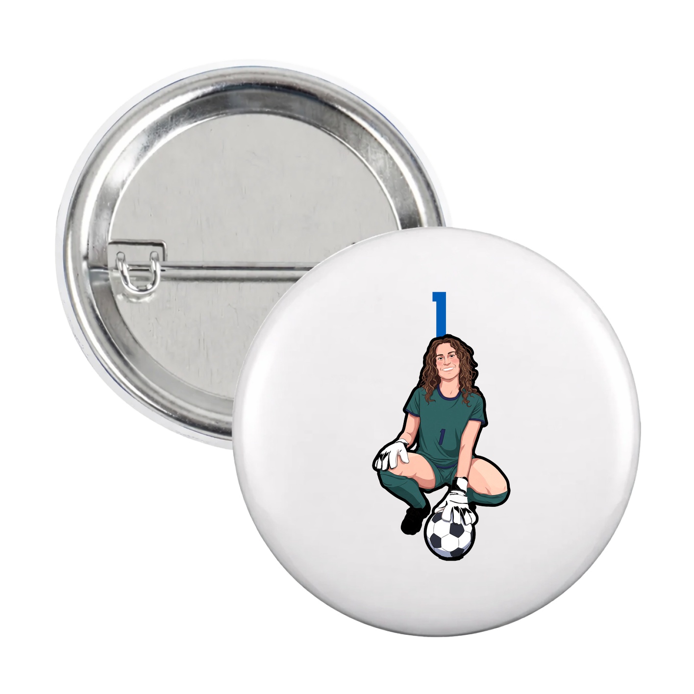 Game Day Button — Number Top in White