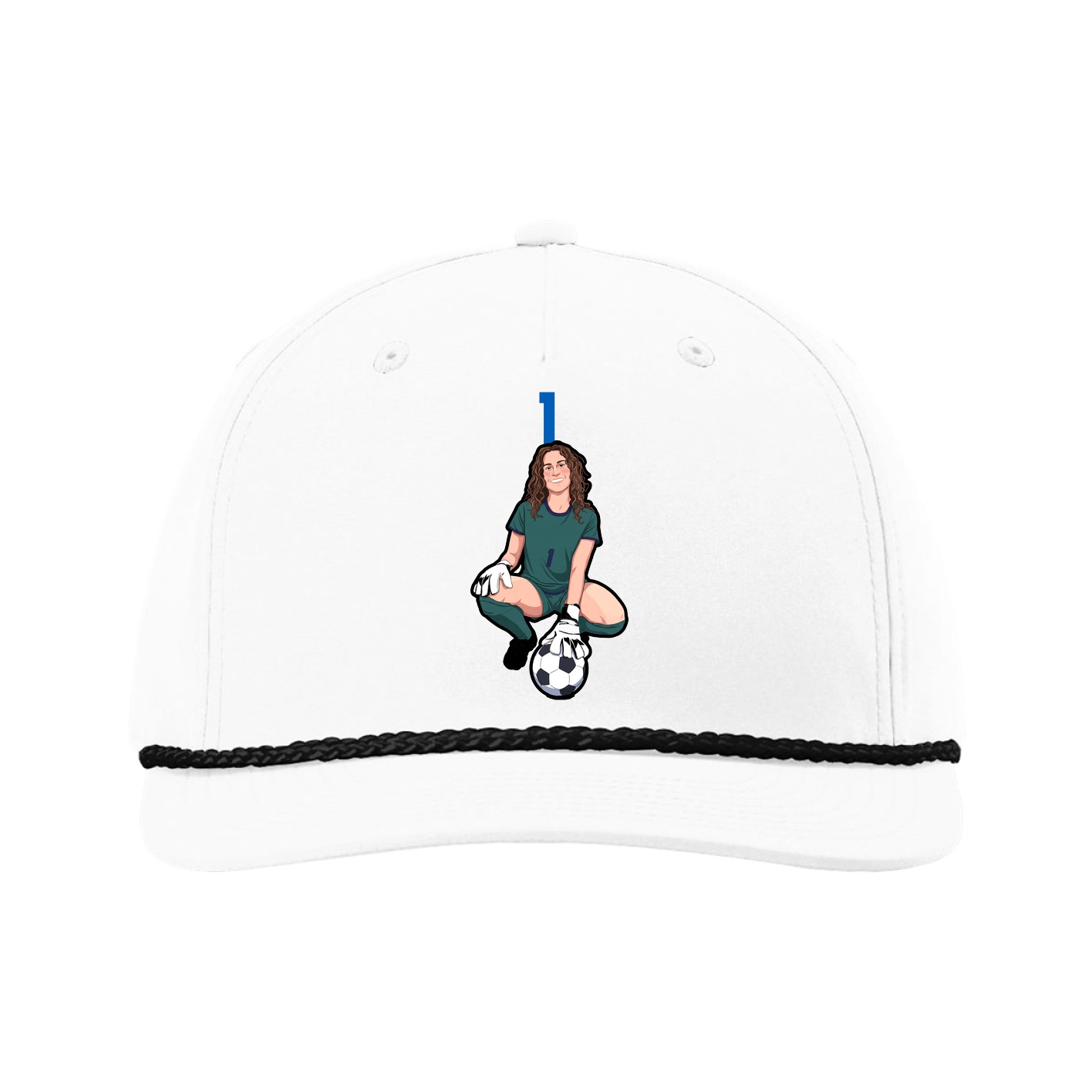 Five-Panel Classic Rope Cap — Number Top in White