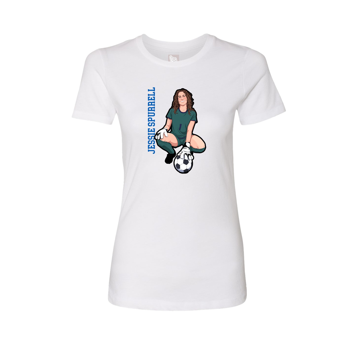 Fitted Women's Tee — Name Vertical in White