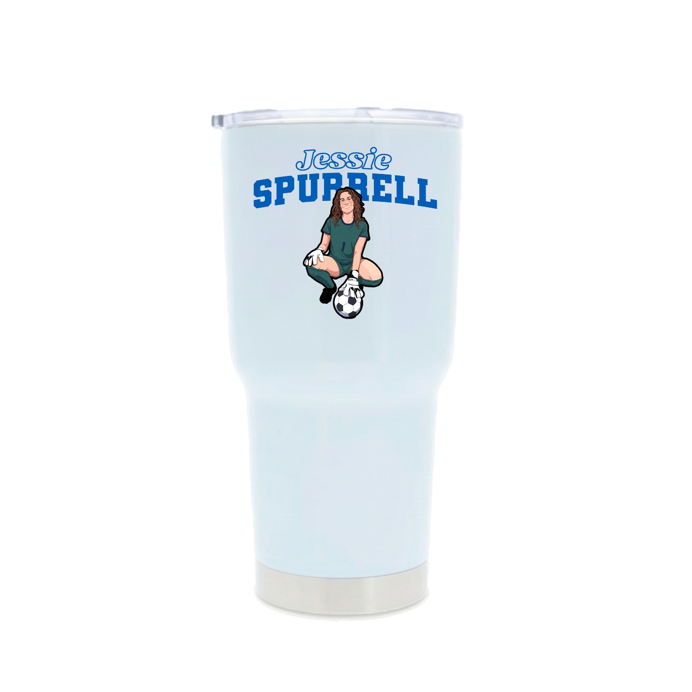 30oz Stainless Steel Tumbler — Name Arch in White