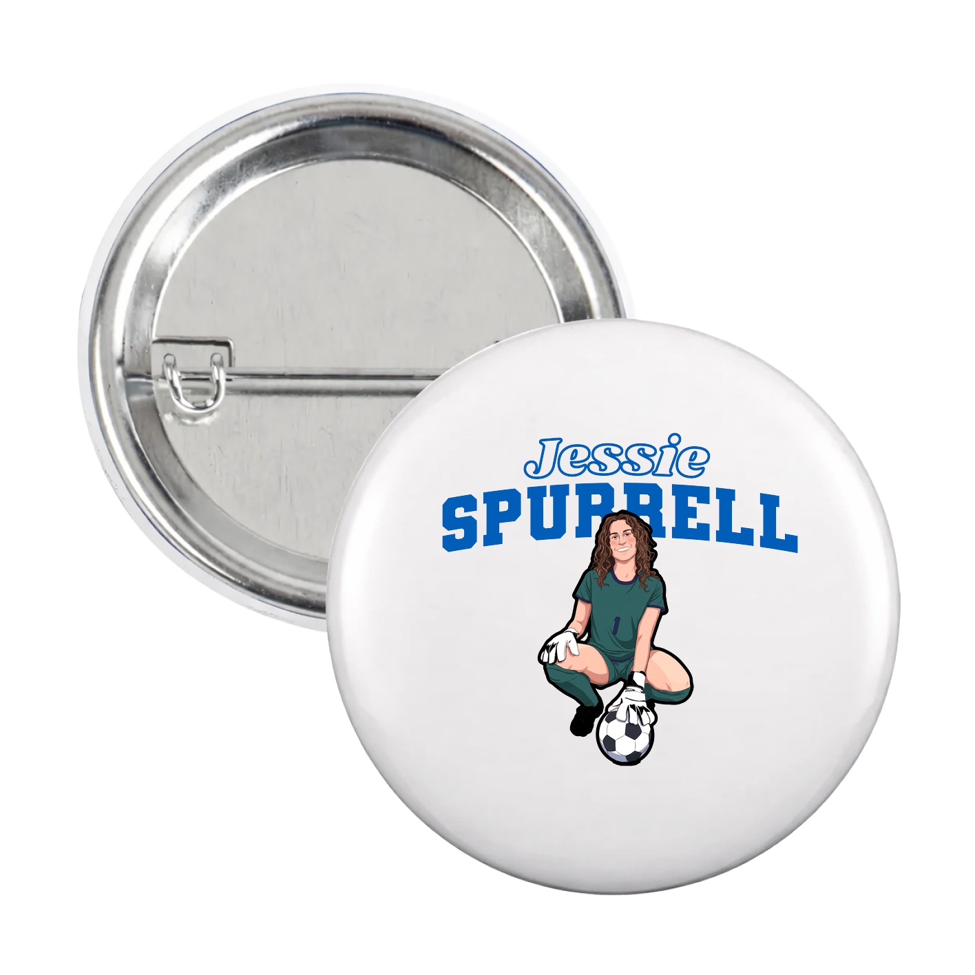 Game Day Button — Name Arch in White