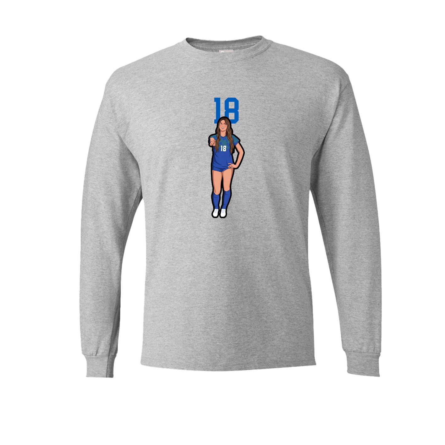 Long Sleeve Tee — Number Top in Grey