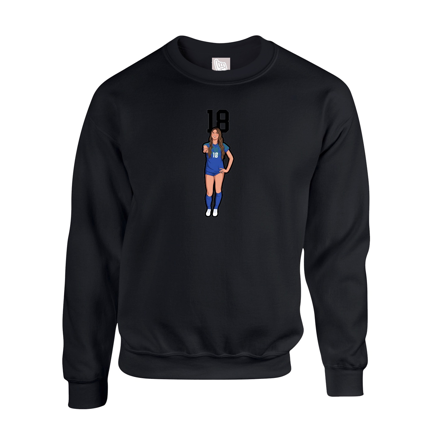 Fleece Crew — Number Top in Black