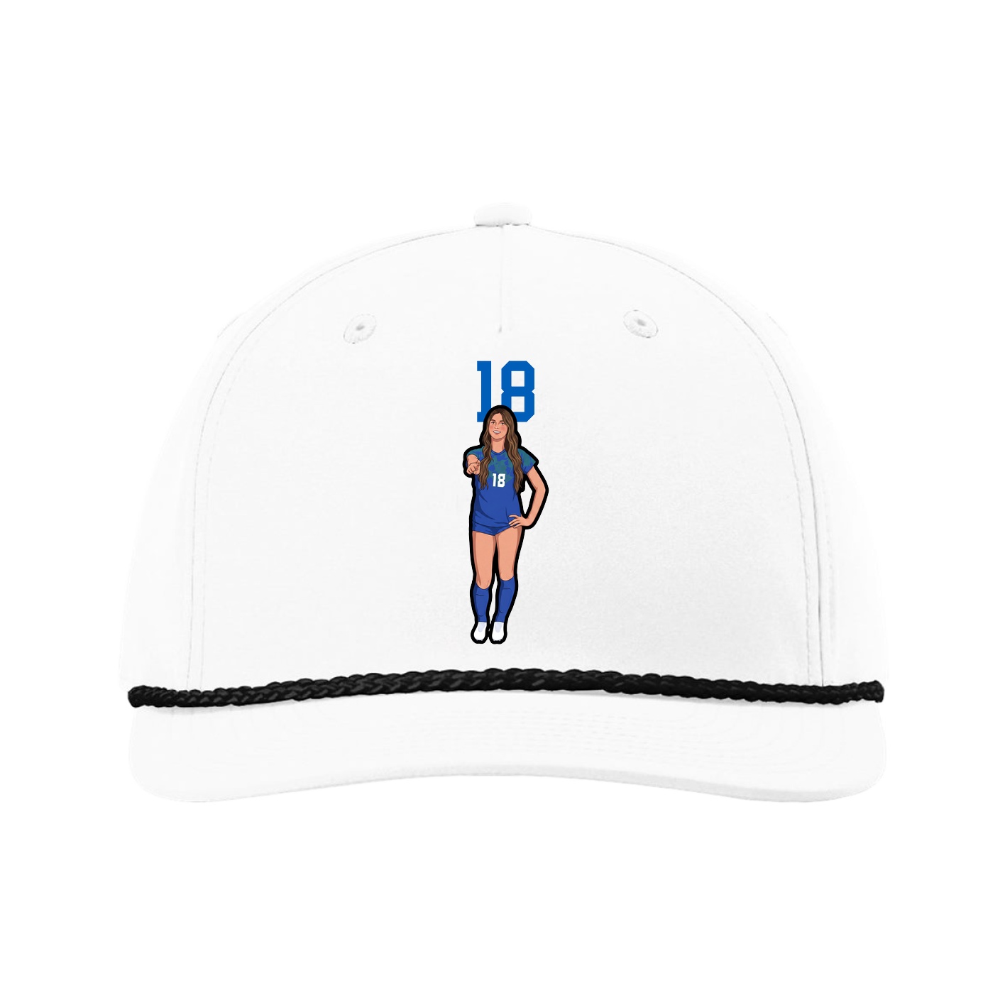 Five-Panel Classic Rope Cap — Number Top in White