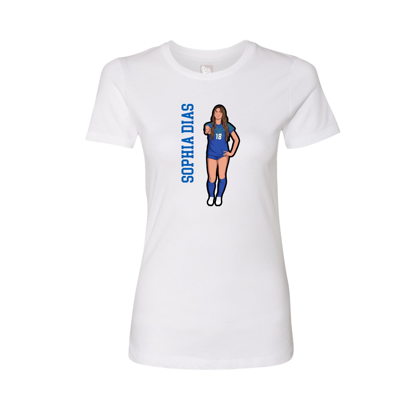 Fitted Women's Tee — Name Vertical in White
