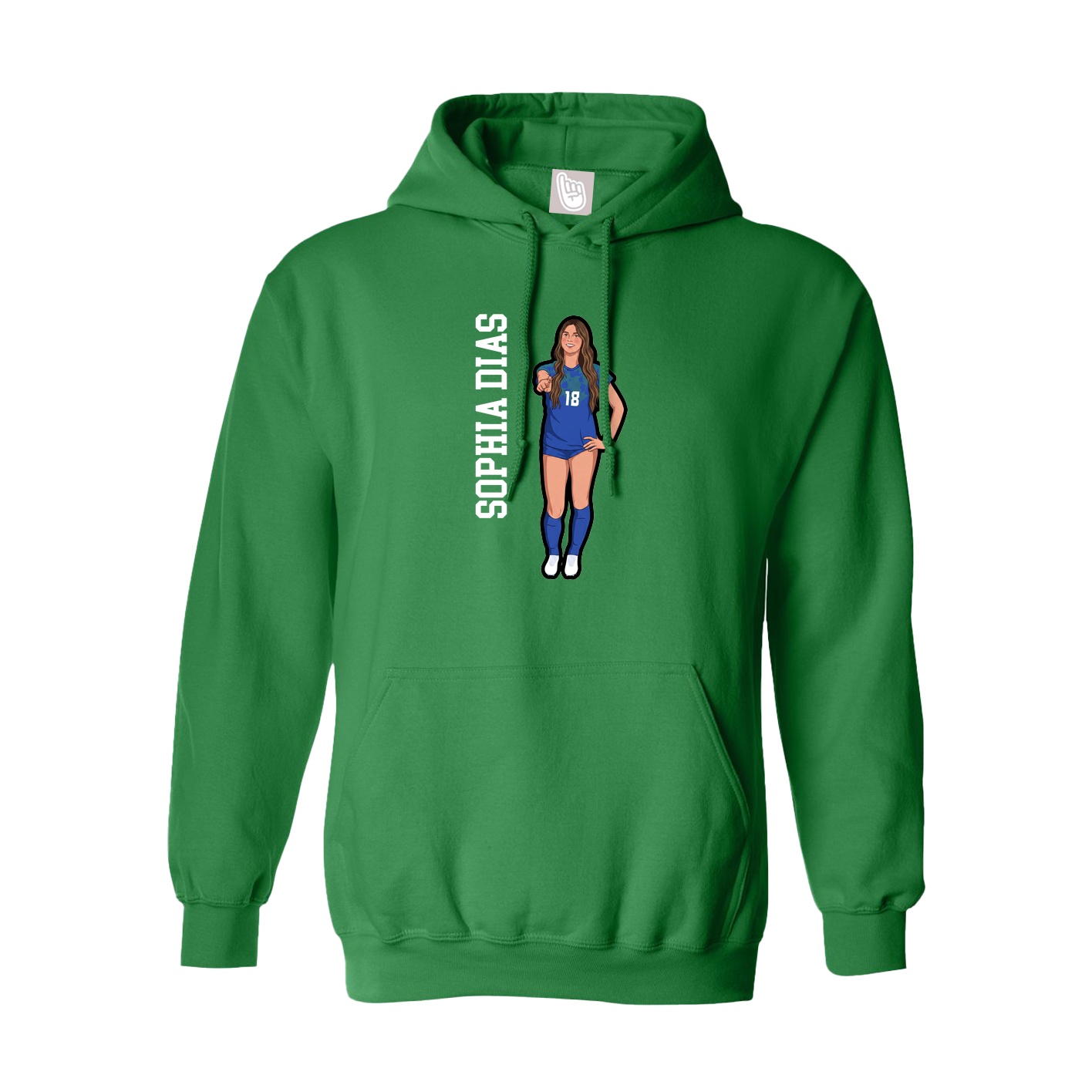 Hoodie — Name Vertical in Green