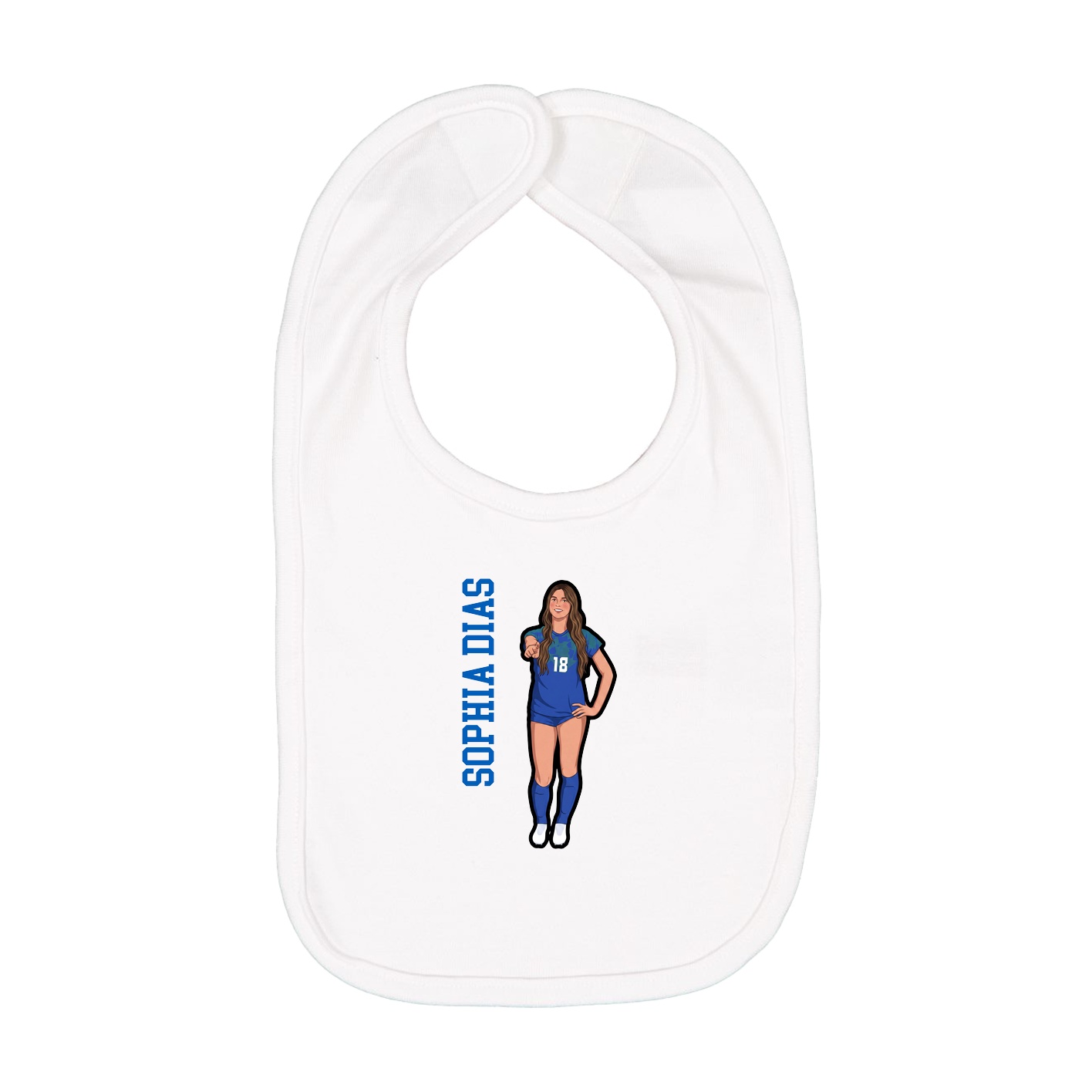 Infant Bib — Name Vertical in White