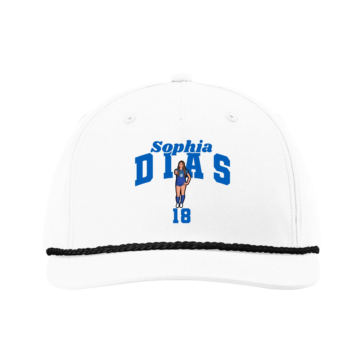 Five-Panel Classic Rope Cap — Signature Arch in White