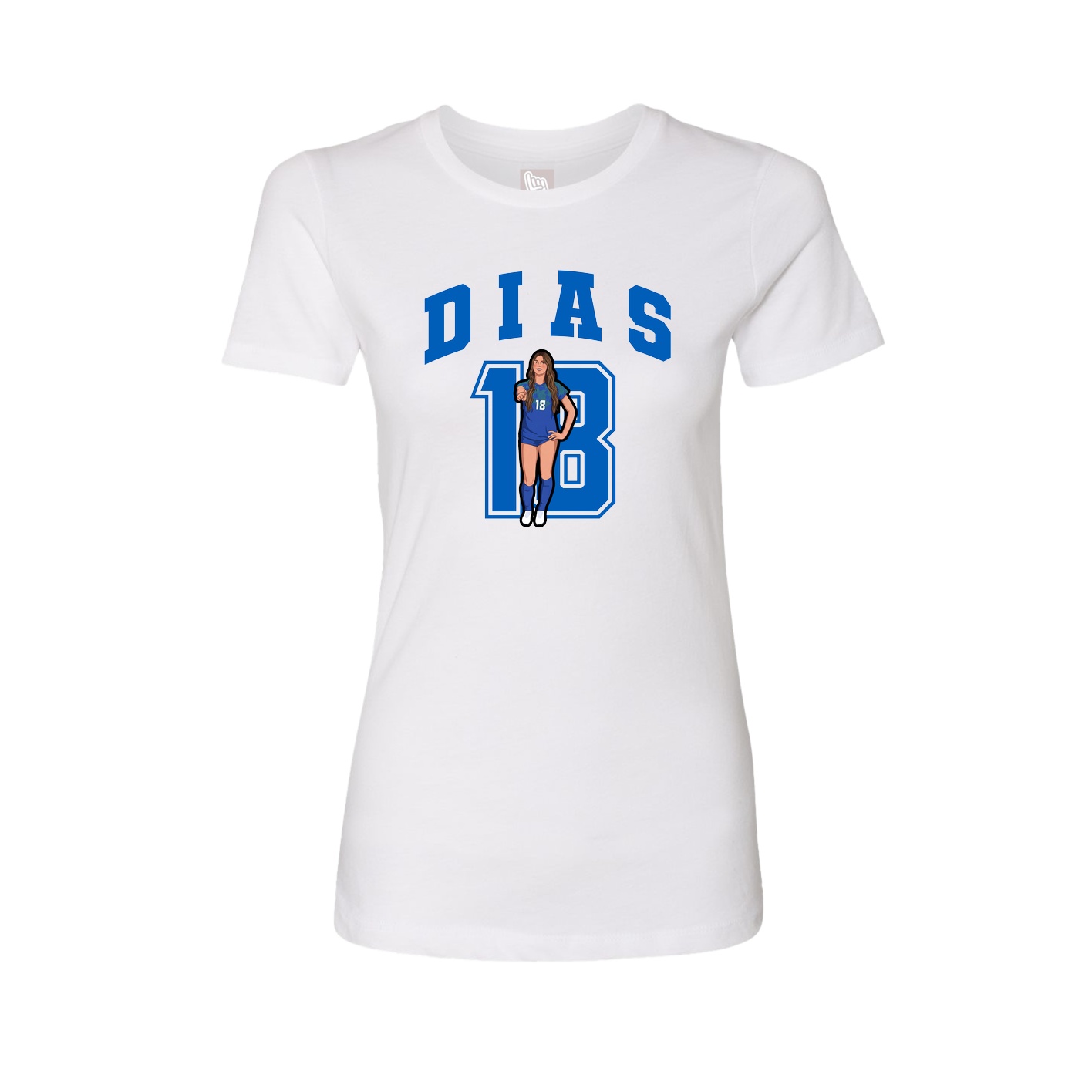 Fitted Women's Tee — Number in White