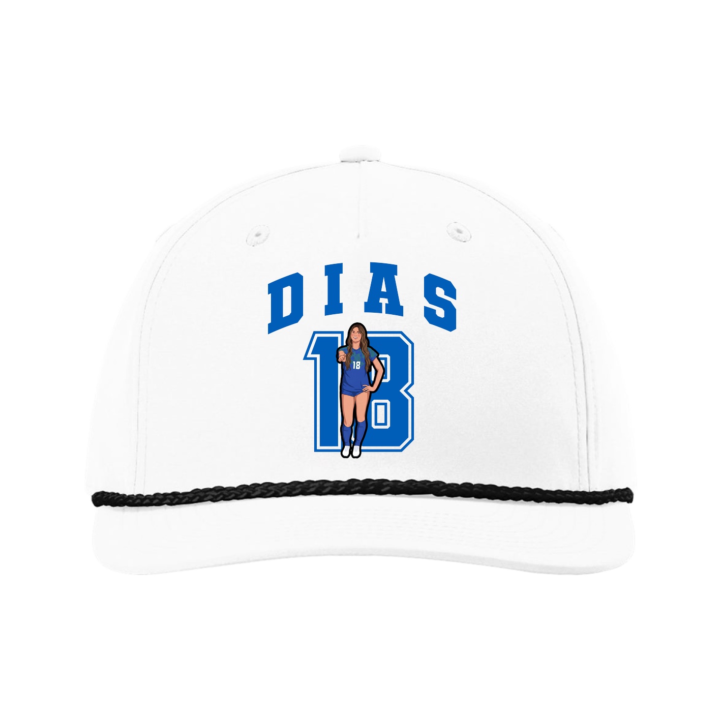 Five-Panel Classic Rope Cap — Number in White