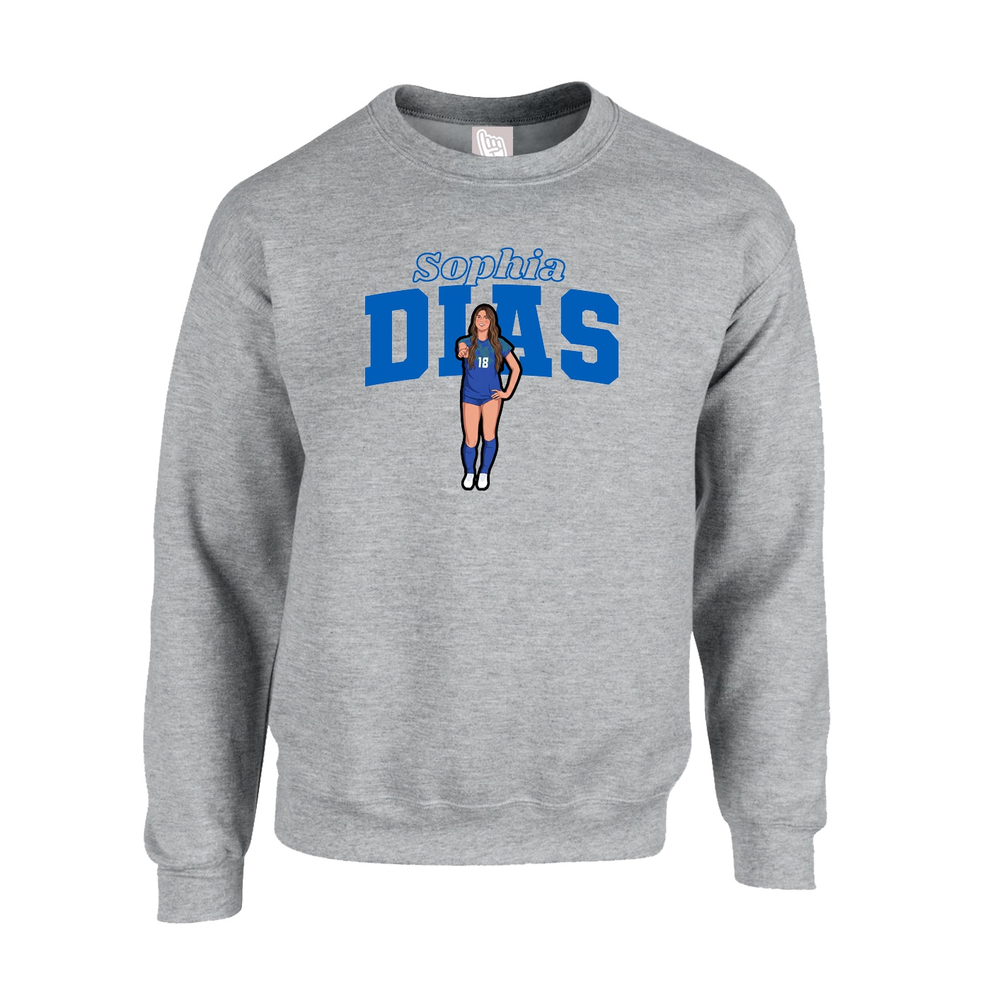 Fleece Crew — Name Arch in Grey
