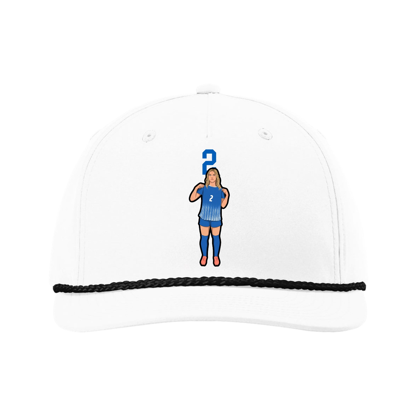 Five-Panel Classic Rope Cap — Number Top in White