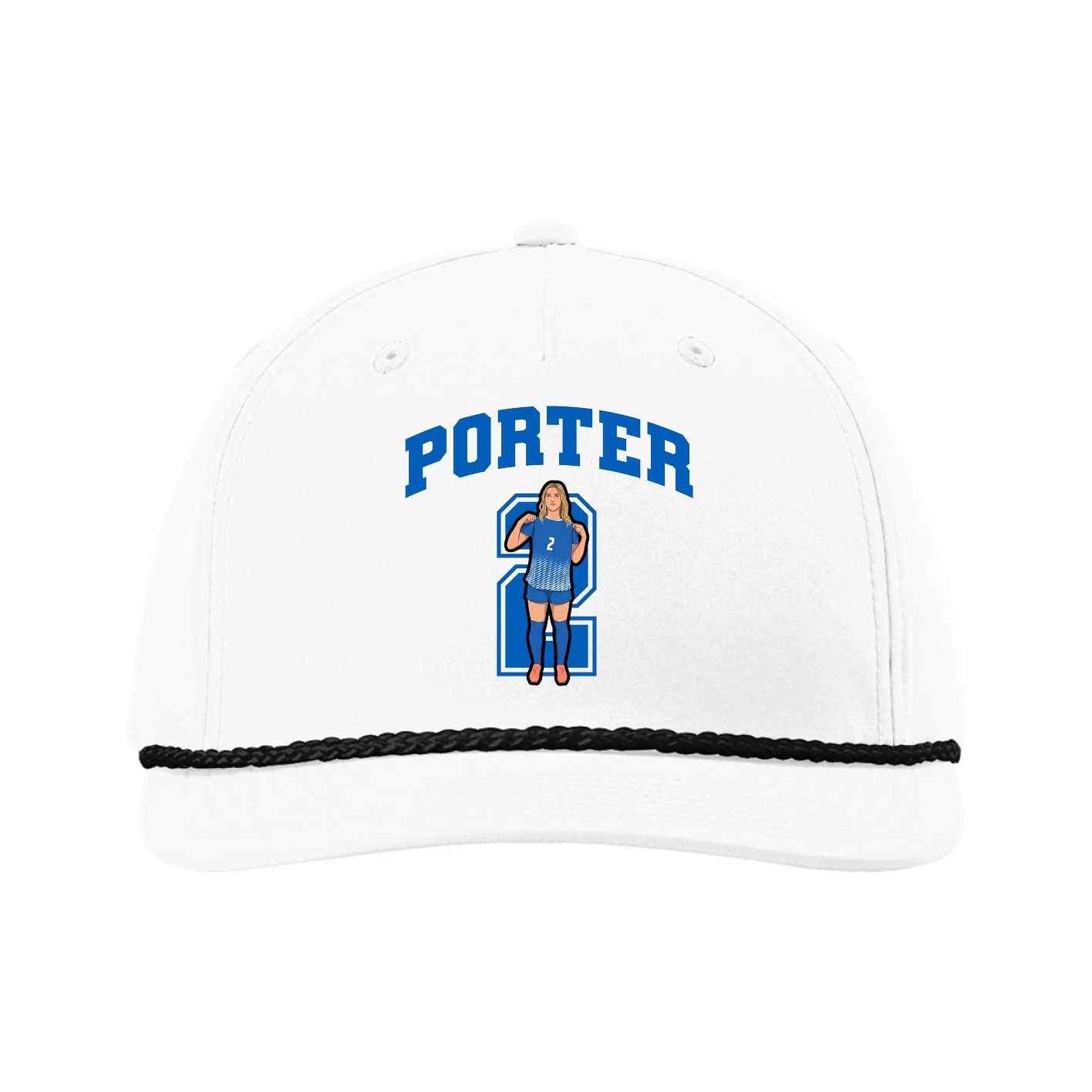 Five-Panel Classic Rope Cap — Number in White