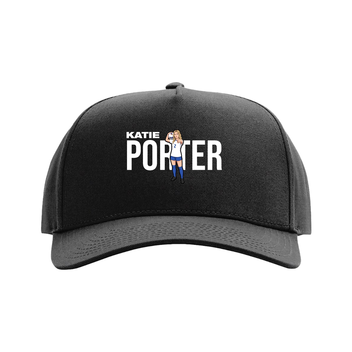 Full Fabric Five-Panel Champ Cap — Player Name in Black