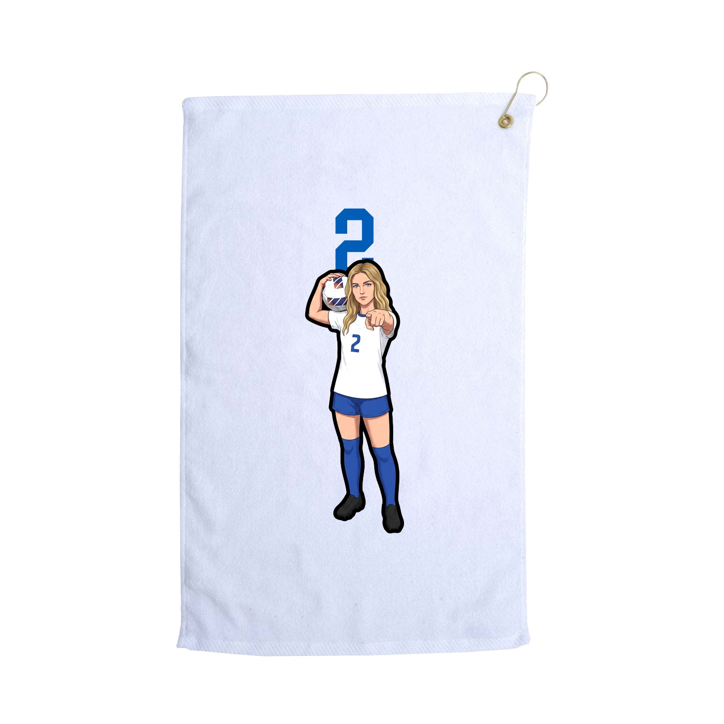 Golf Towel — Number Top in White