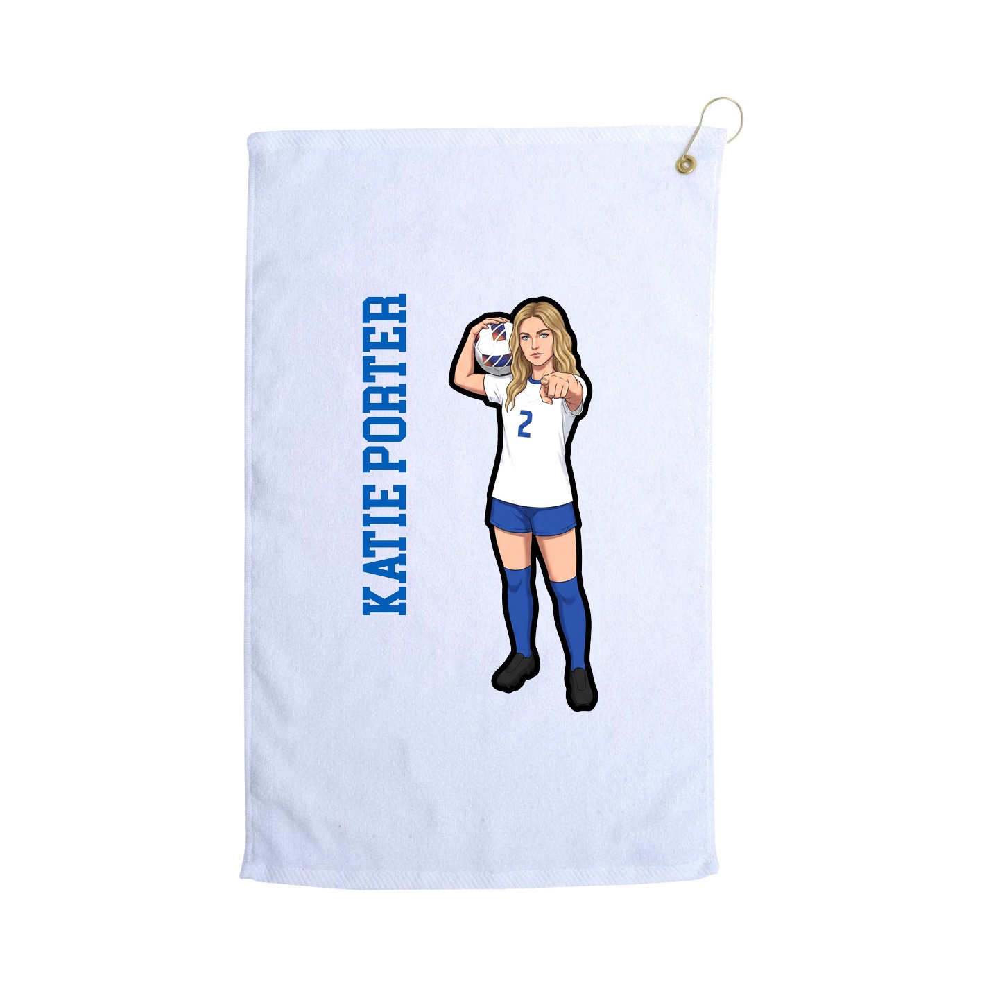 Golf Towel — Name Vertical in White
