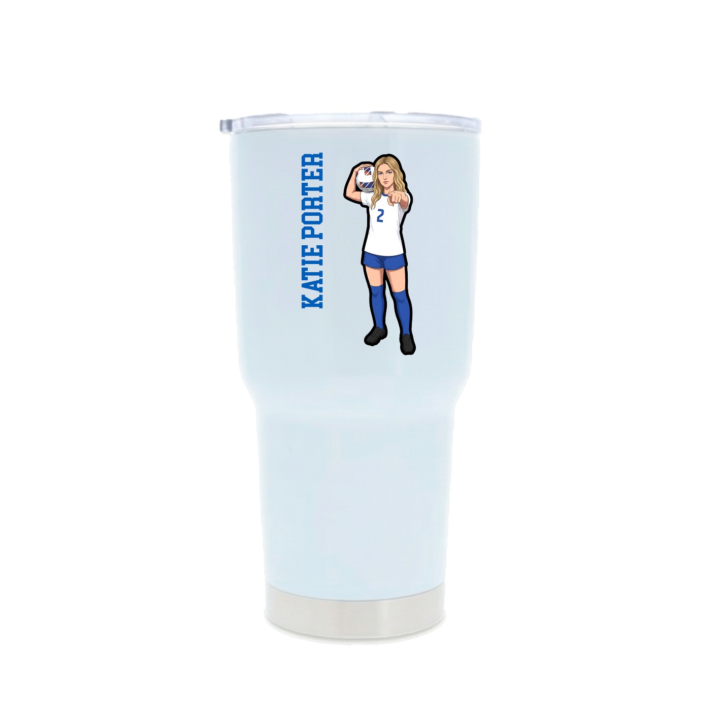 30oz Stainless Steel Tumbler — Name Vertical in White