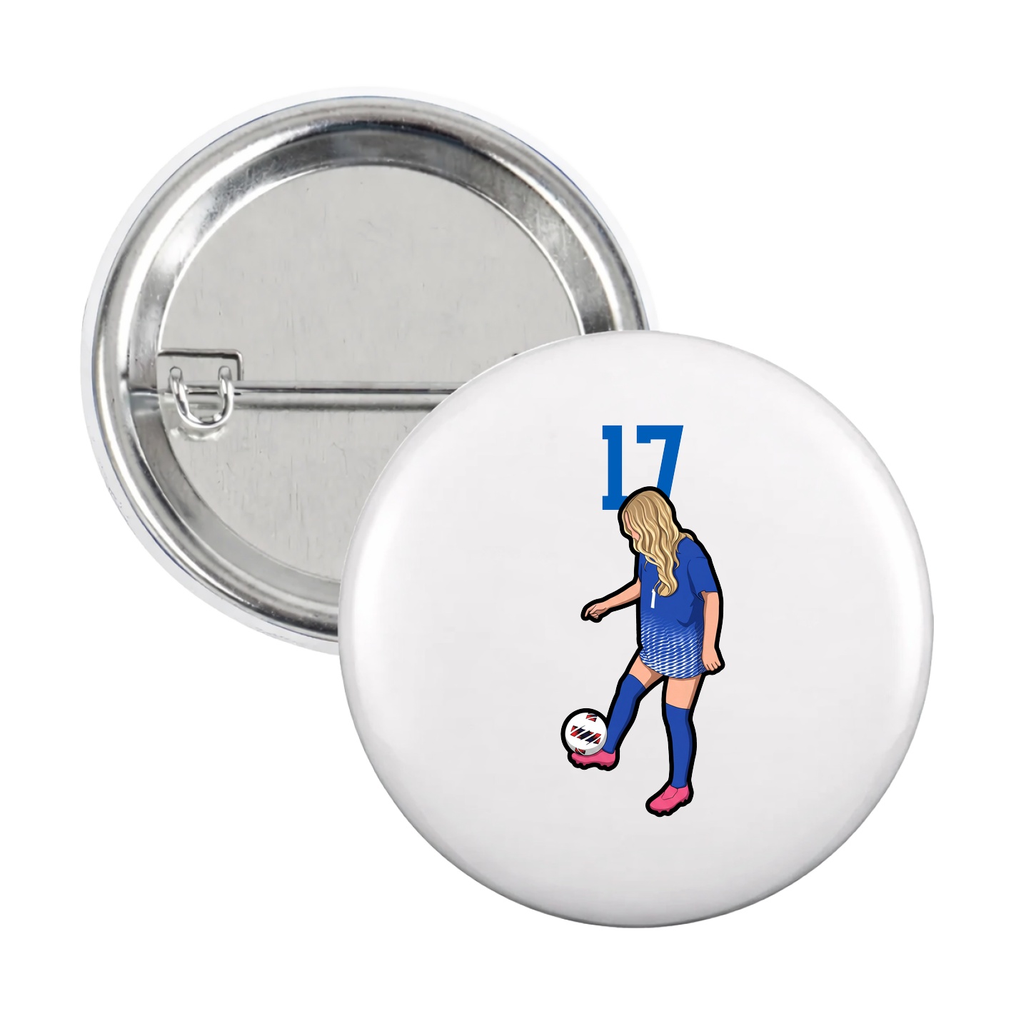 Game Day Button — Number Top in White