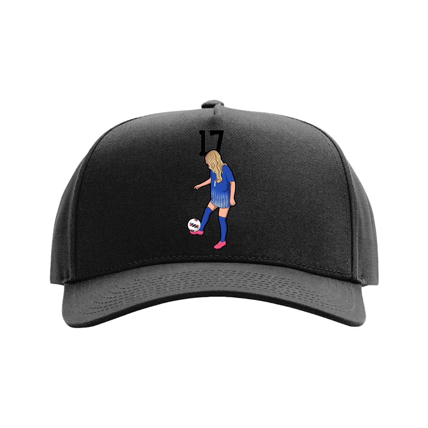 Full Fabric Five-Panel Champ Cap — Number Top in Black