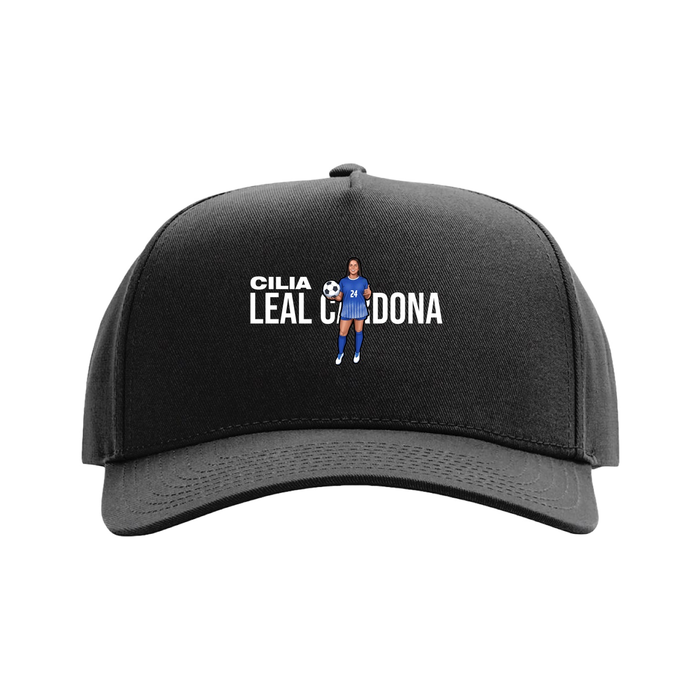 Full Fabric Five-Panel Champ Cap — Player Name in Black