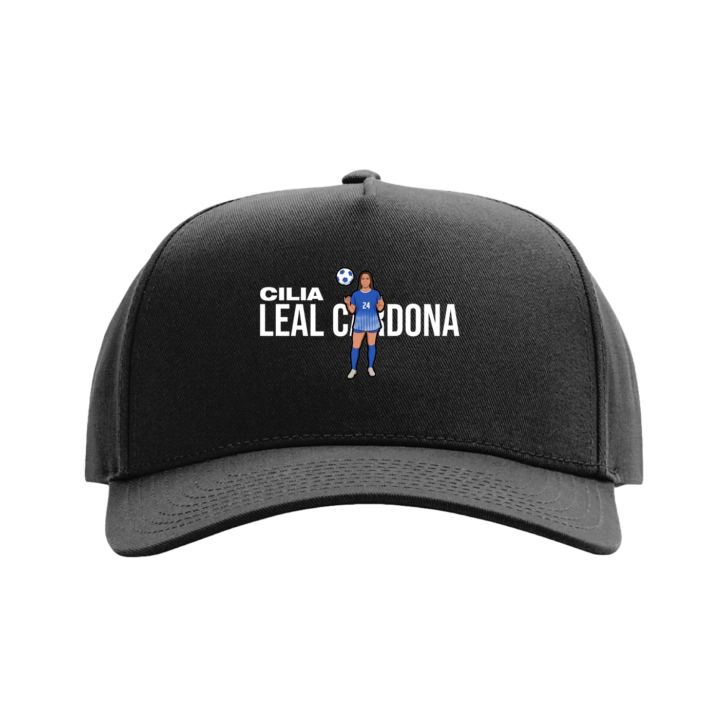 Full Fabric Five-Panel Champ Cap — Player Name in Black