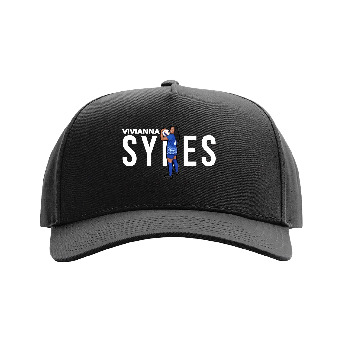 Full Fabric Five-Panel Champ Cap — Player Name in Black