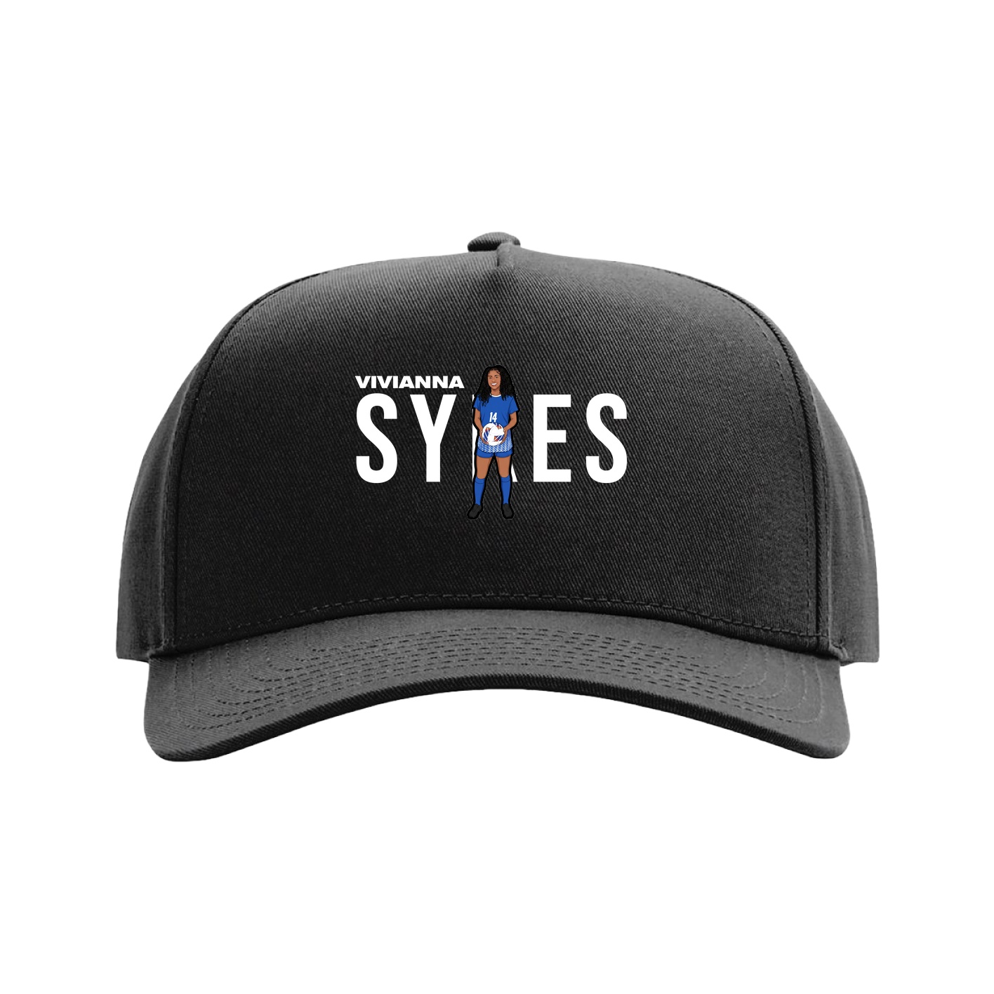 Full Fabric Five-Panel Champ Cap — Player Name in Black