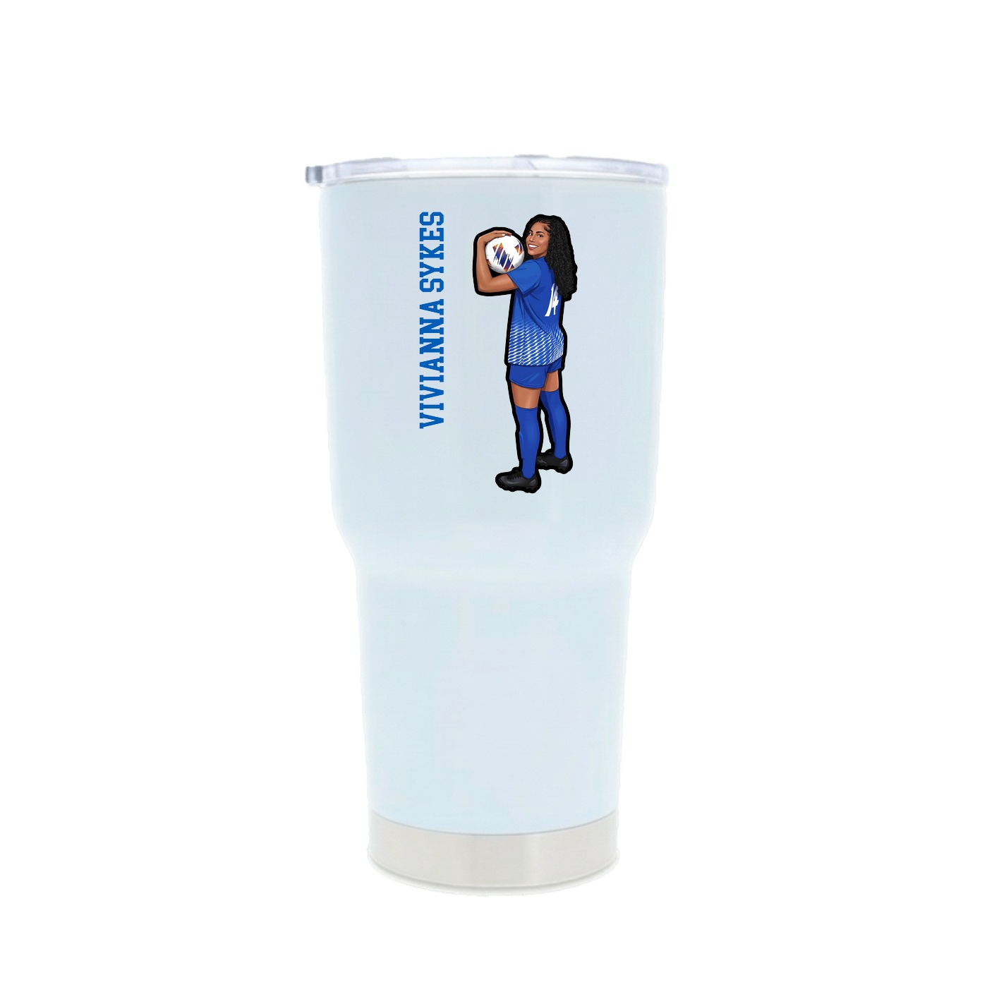 30oz Stainless Steel Tumbler — Name Vertical in White