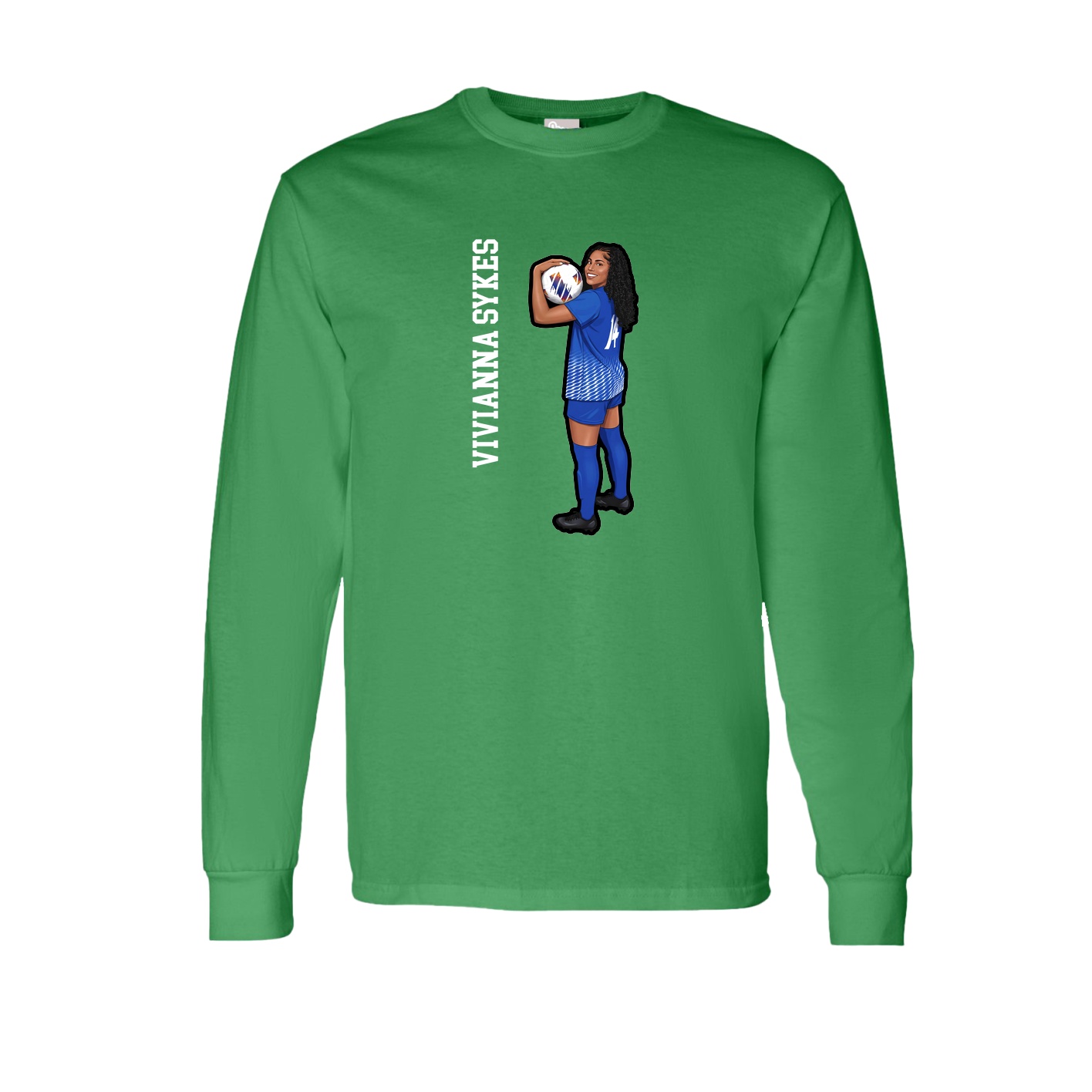 Long Sleeve Tee — Name Vertical in Green