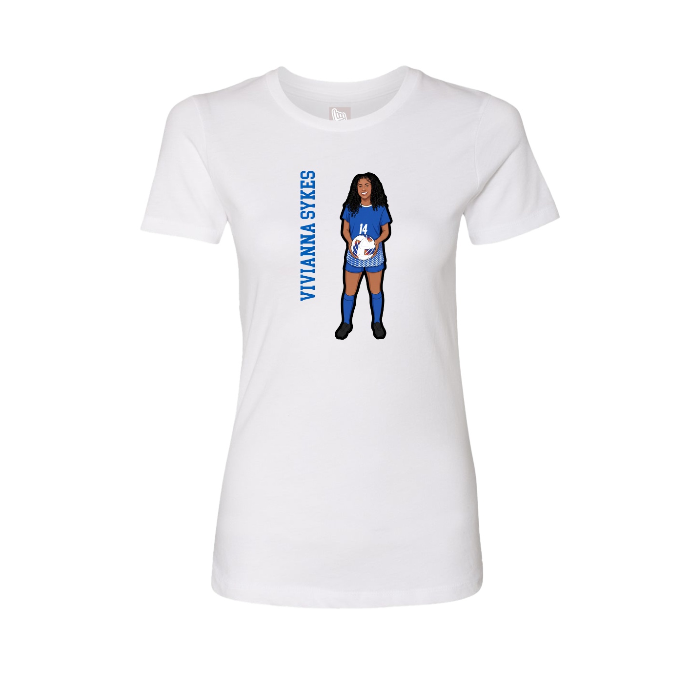 Fitted Women's Tee — Name Vertical in White