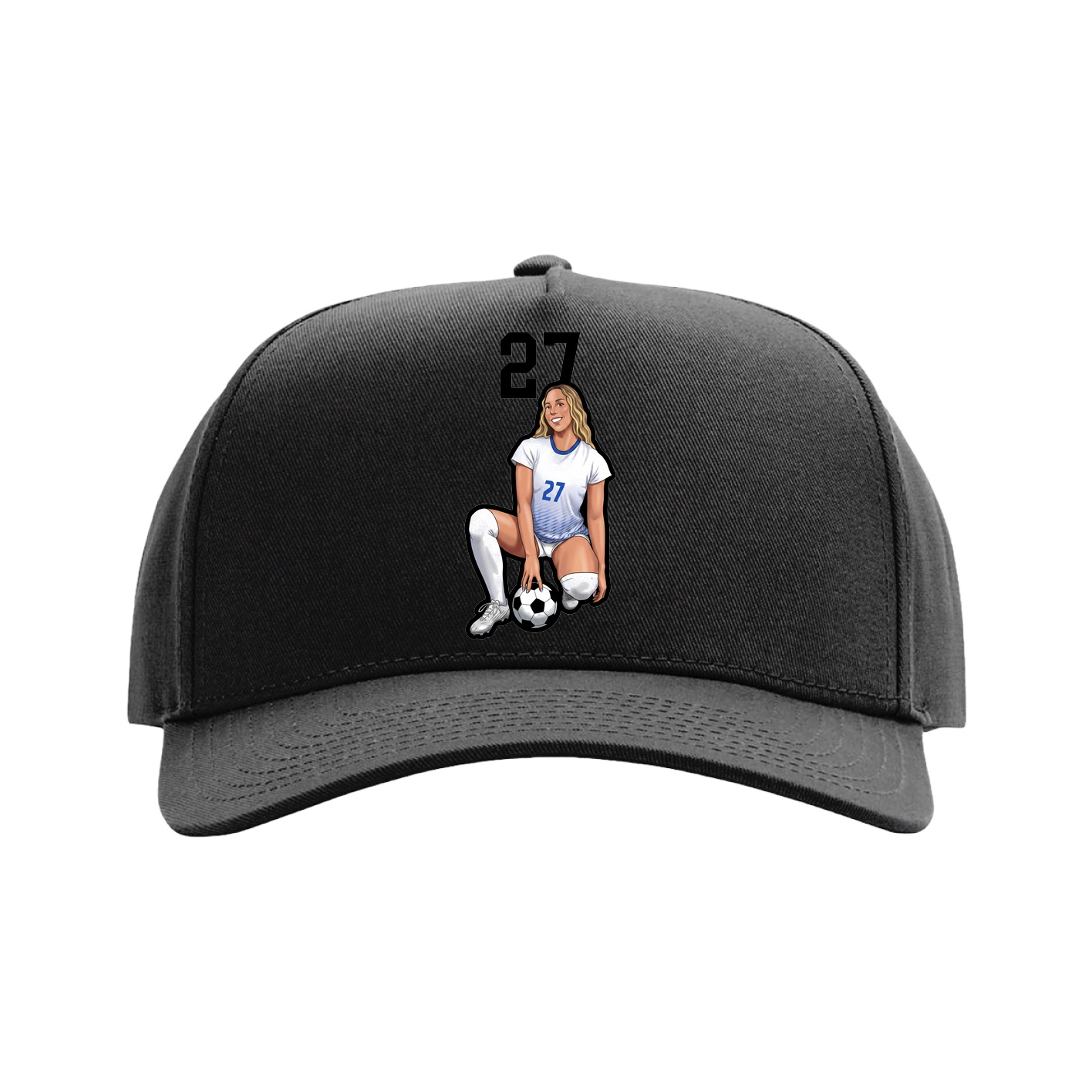Full Fabric Five-Panel Champ Cap — Number Top in Black