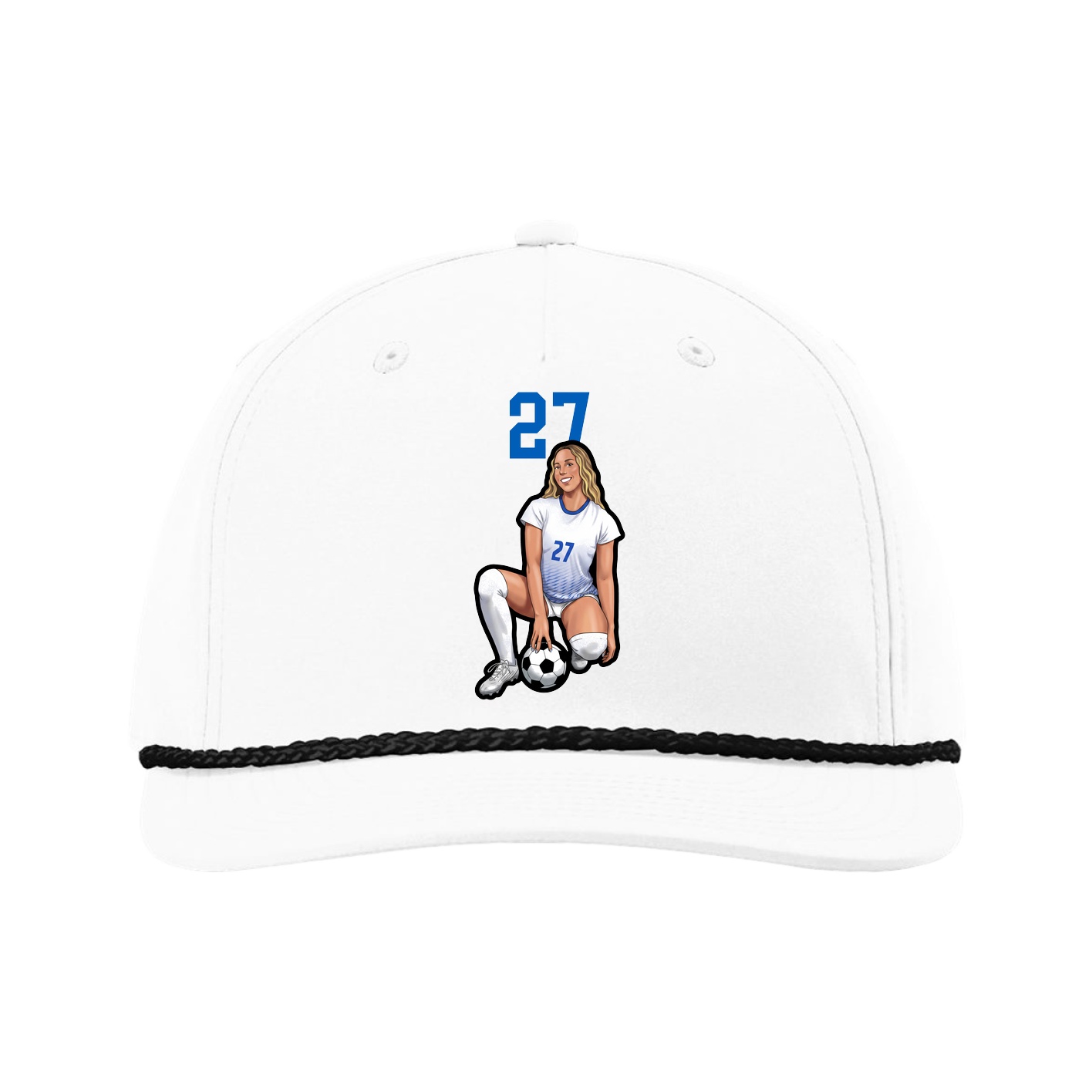Five-Panel Classic Rope Cap — Number Top in White