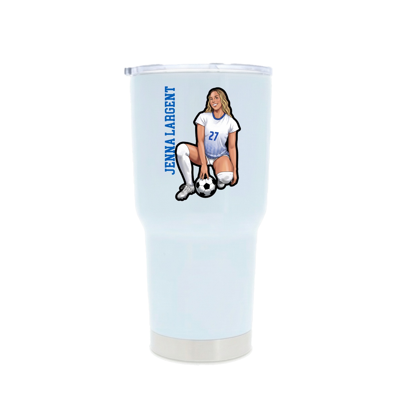 30oz Stainless Steel Tumbler — Name Vertical in White