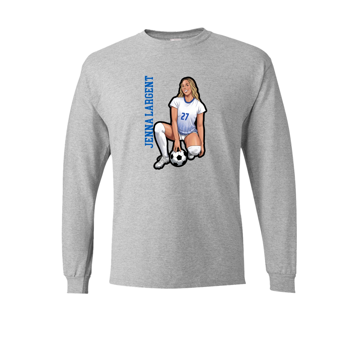 Long Sleeve Tee — Name Vertical in Grey