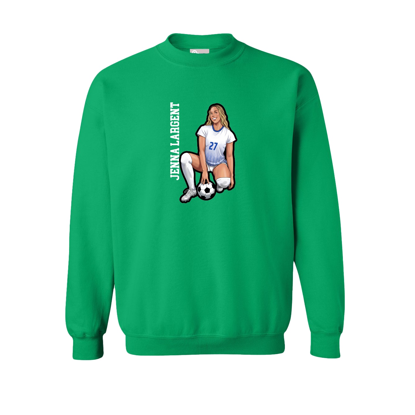 Fleece Crew — Name Vertical in Green