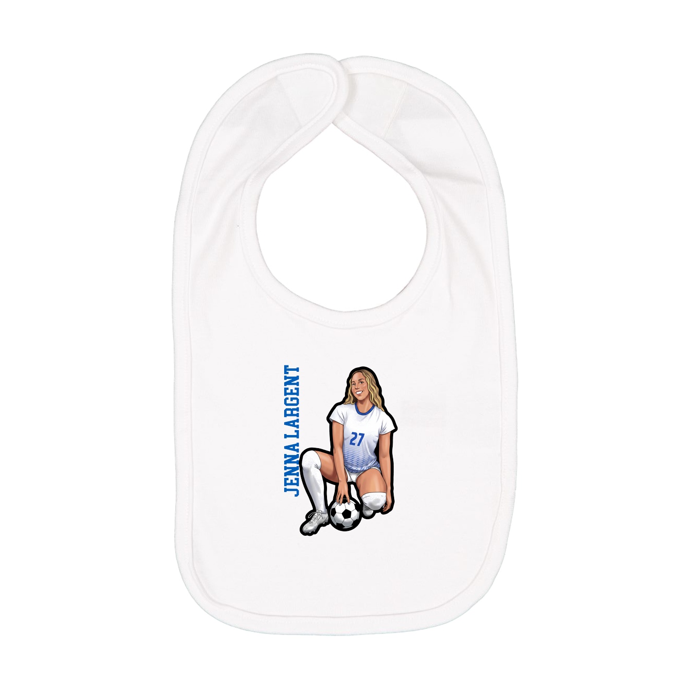 Infant Bib — Name Vertical in White