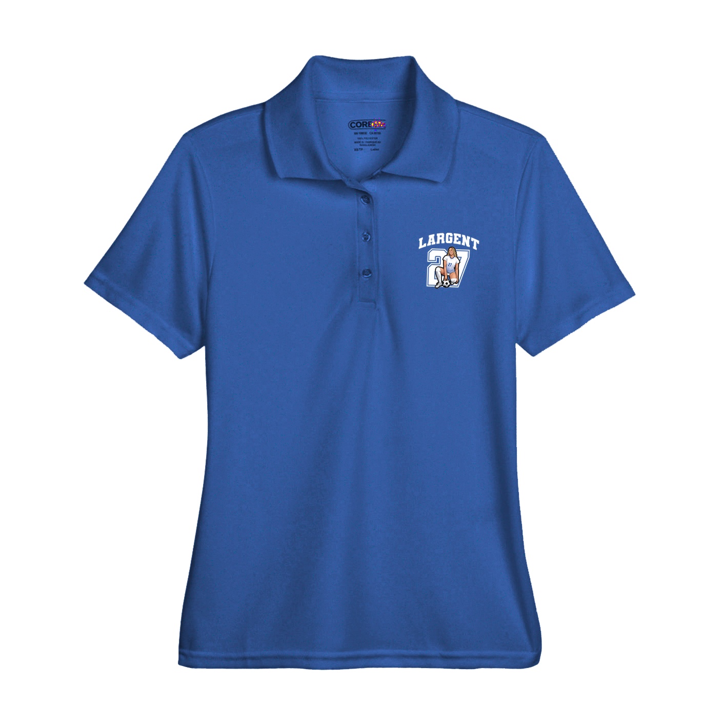 Womens Performance Polo — Number in Royal