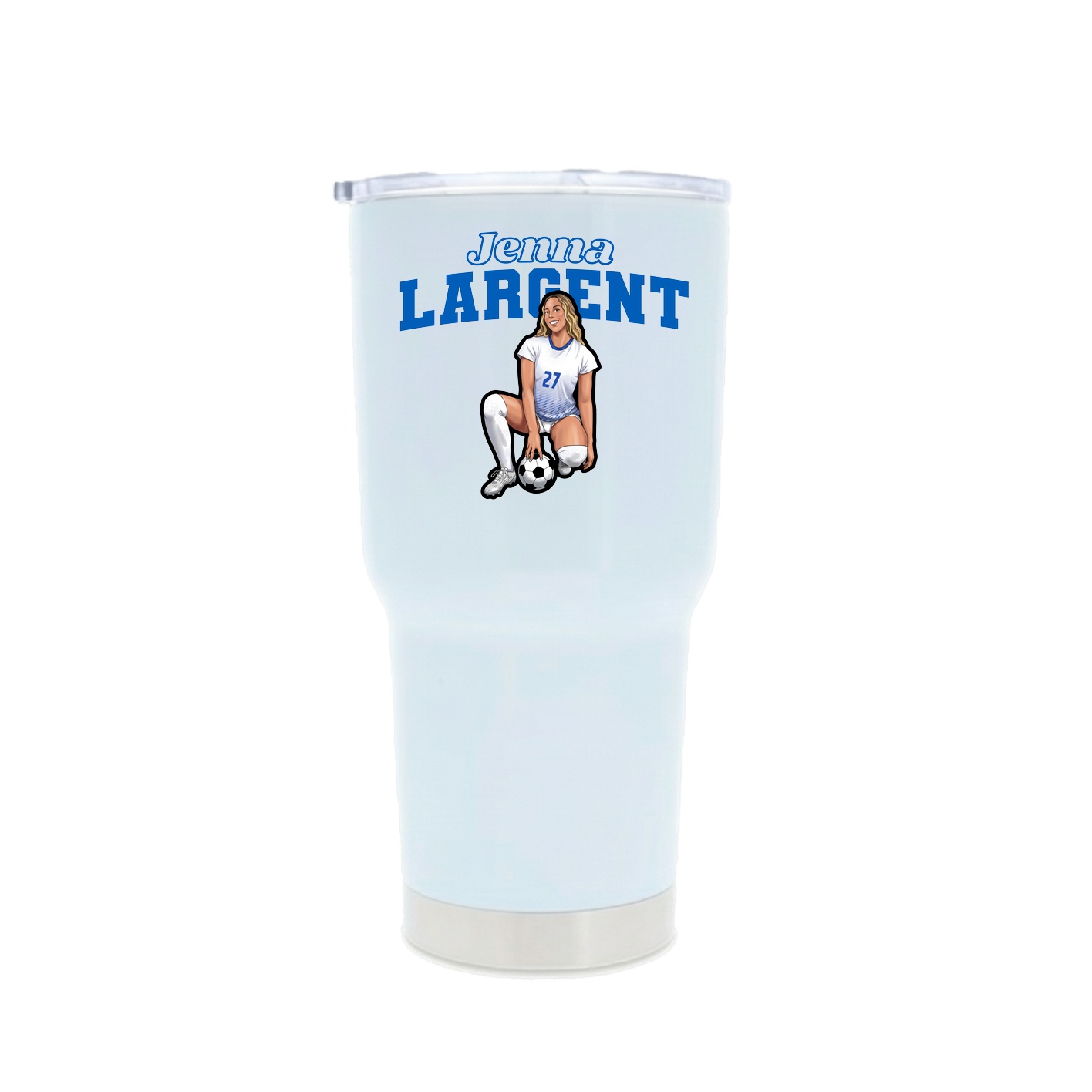 30oz Stainless Steel Tumbler — Name Arch in White