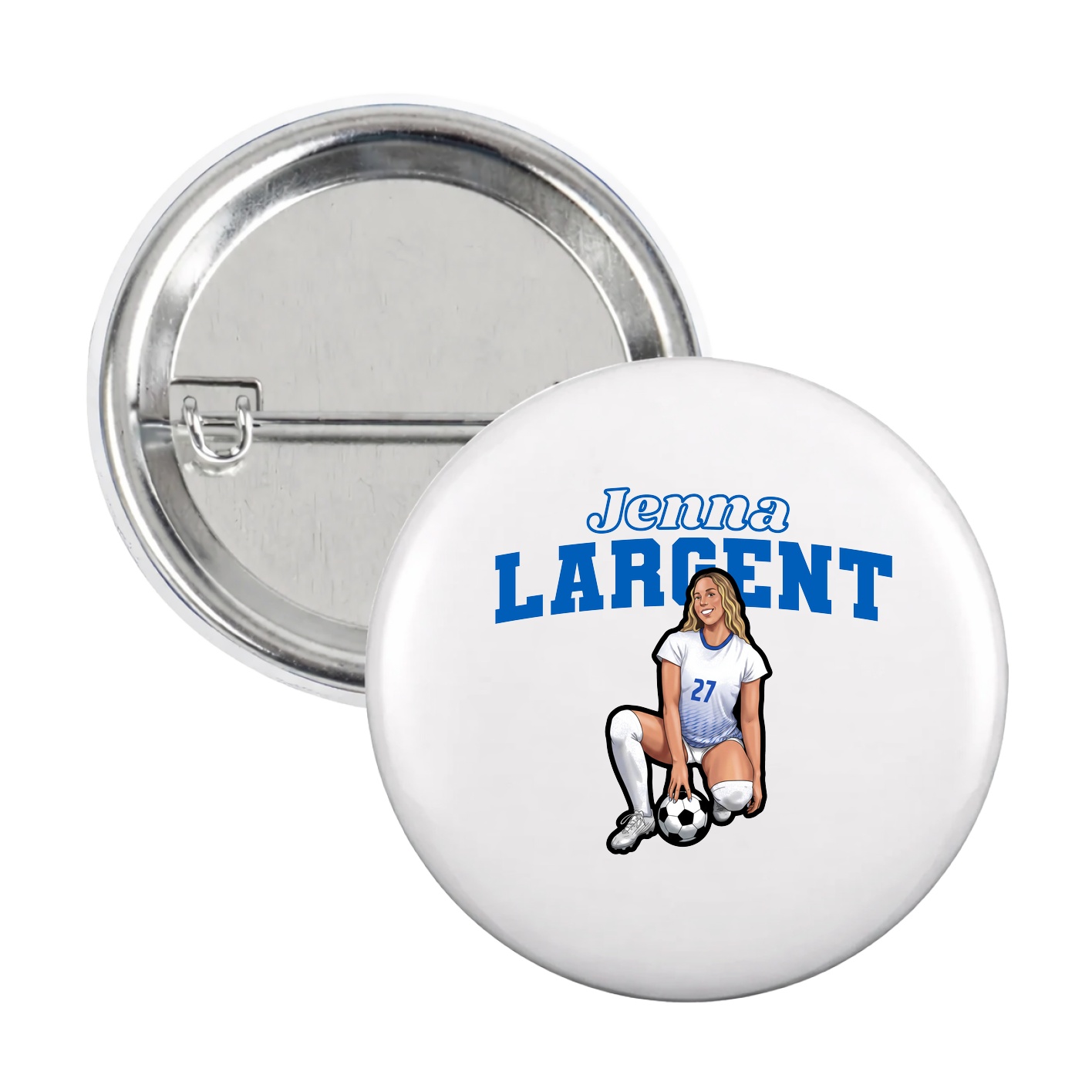 Game Day Button — Name Arch in White