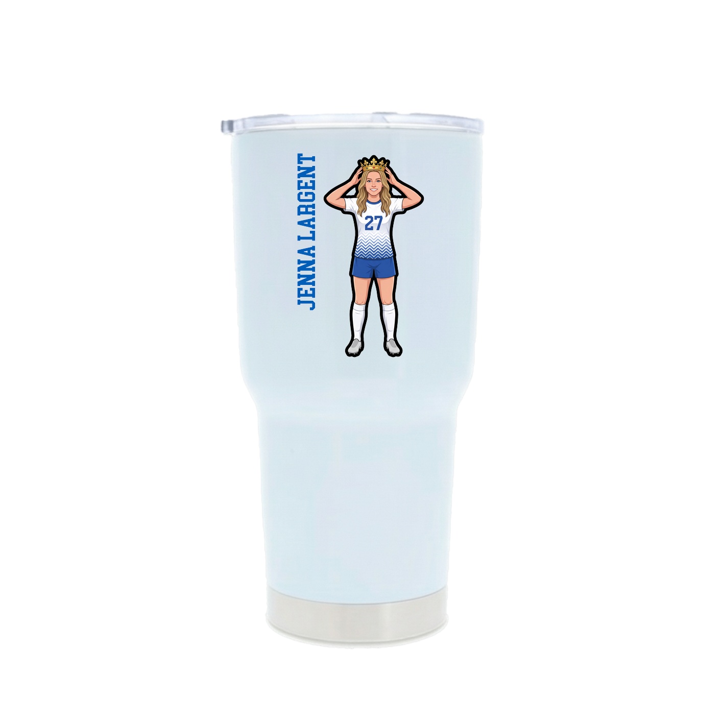 30oz Stainless Steel Tumbler — Name Vertical in White