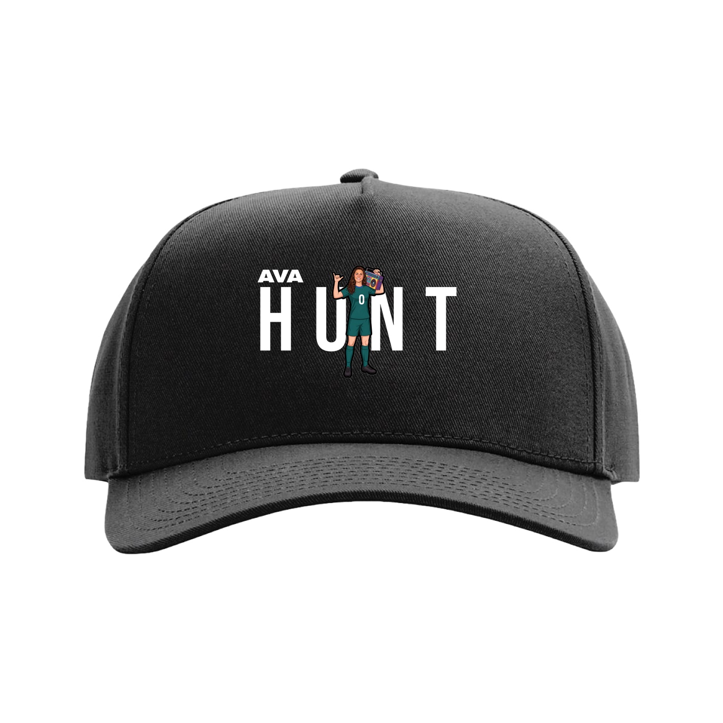 Full Fabric Five-Panel Champ Cap — Player Name in Black