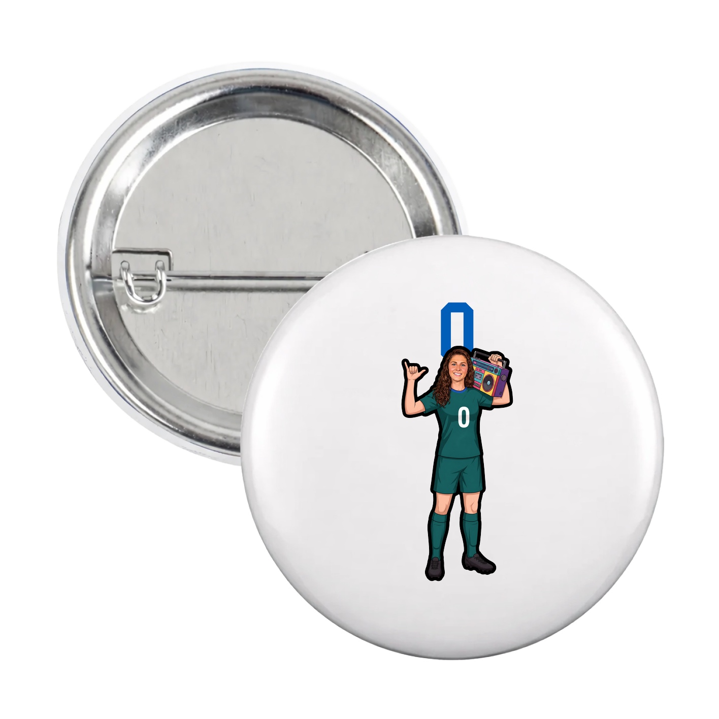 Game Day Button — Number Top in White