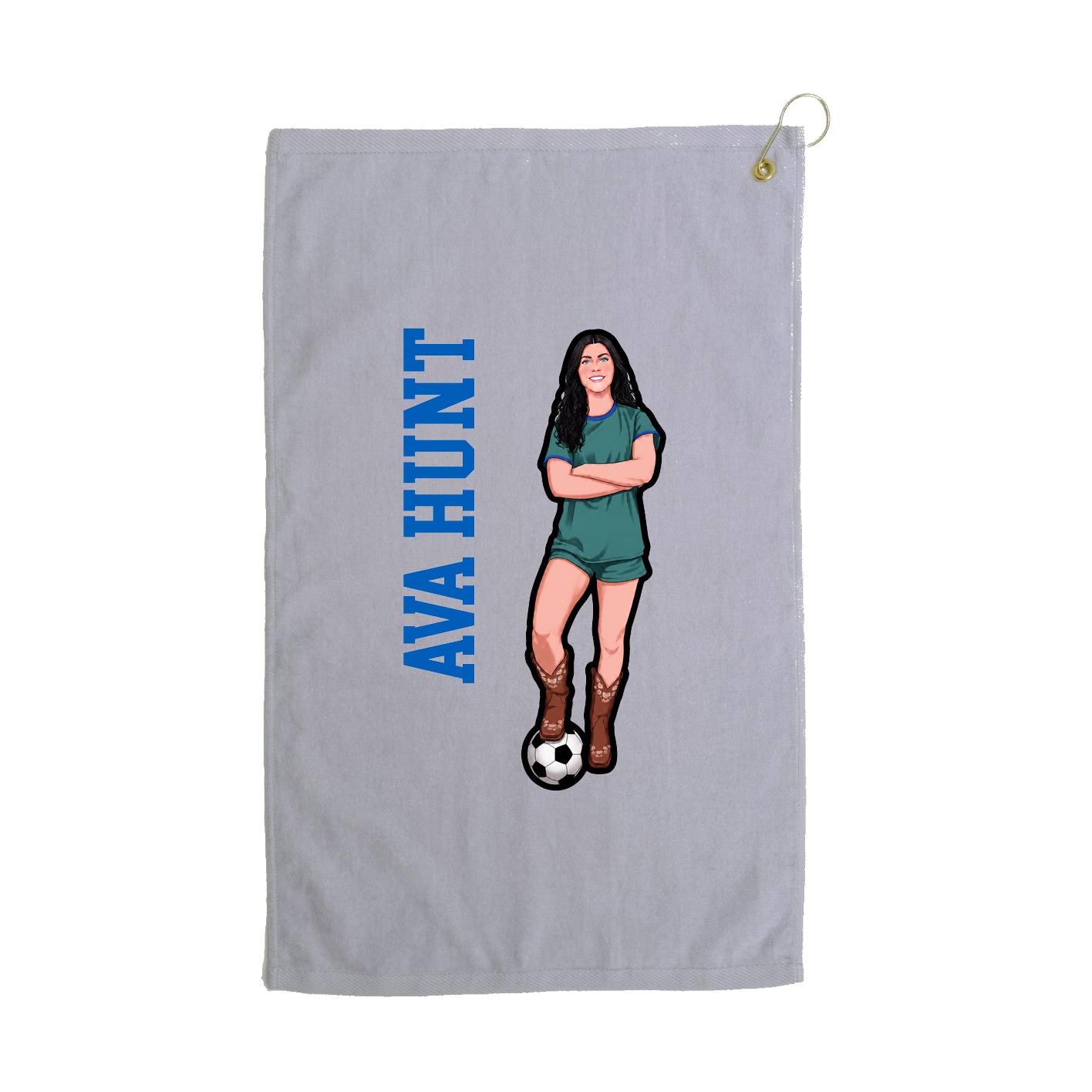 Golf Towel — Name Vertical in Grey