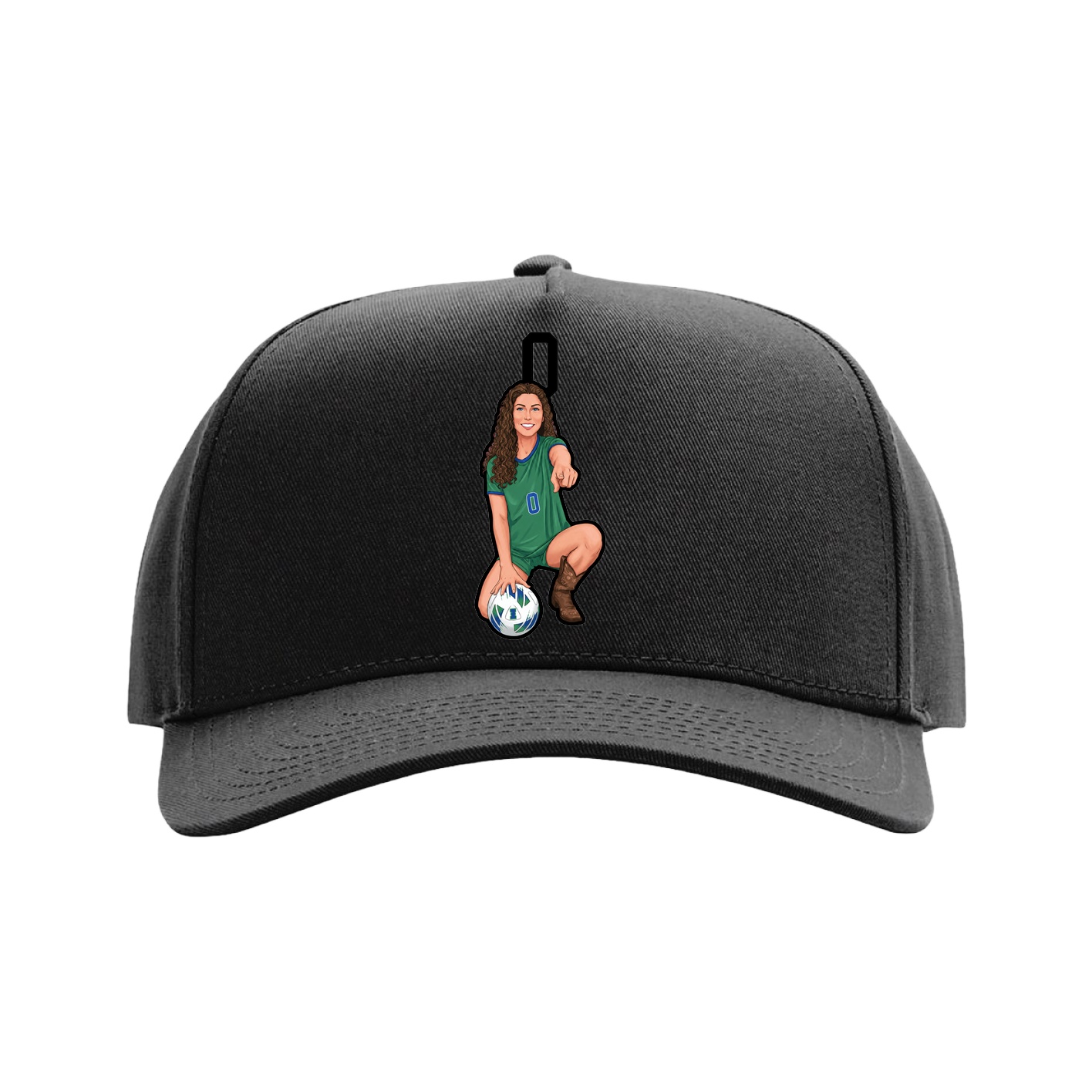 Full Fabric Five-Panel Champ Cap — Number Top in Black