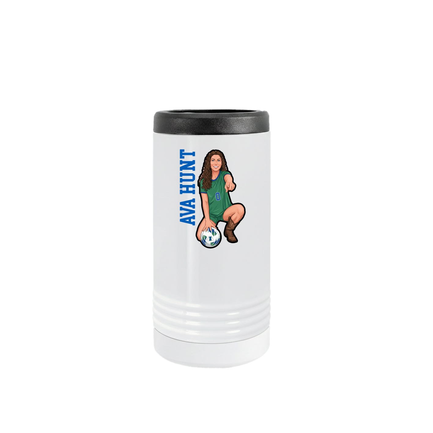 Slim Beverage Holder — Name Vertical in White