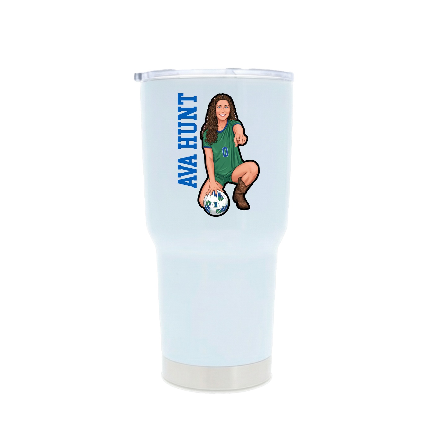 30oz Stainless Steel Tumbler — Name Vertical in White