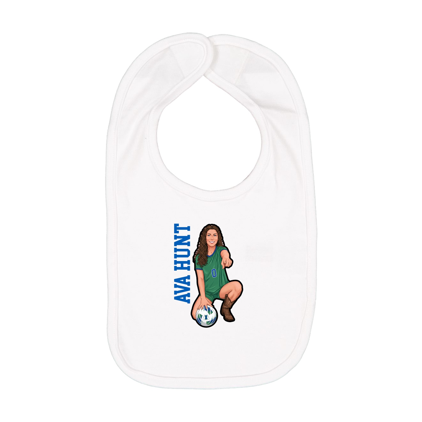 Infant Bib — Name Vertical in White