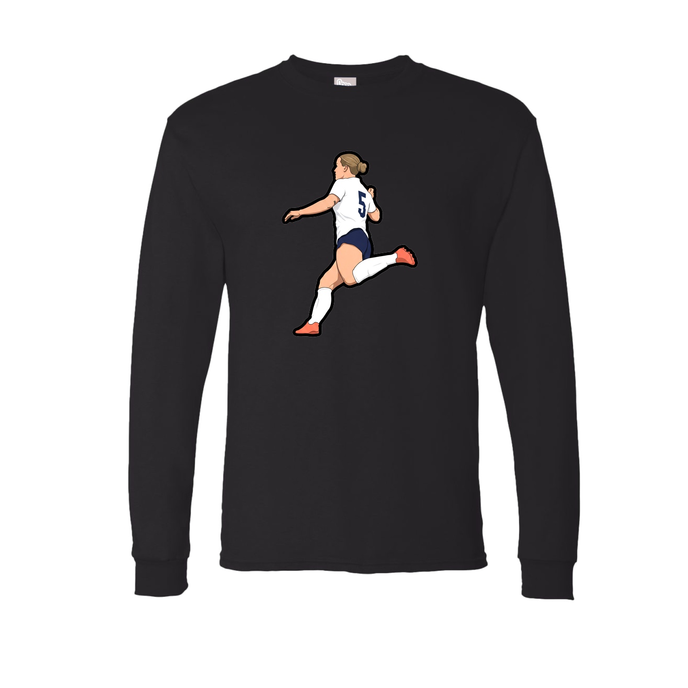 Long Sleeve Tee — Name Vertical in Black